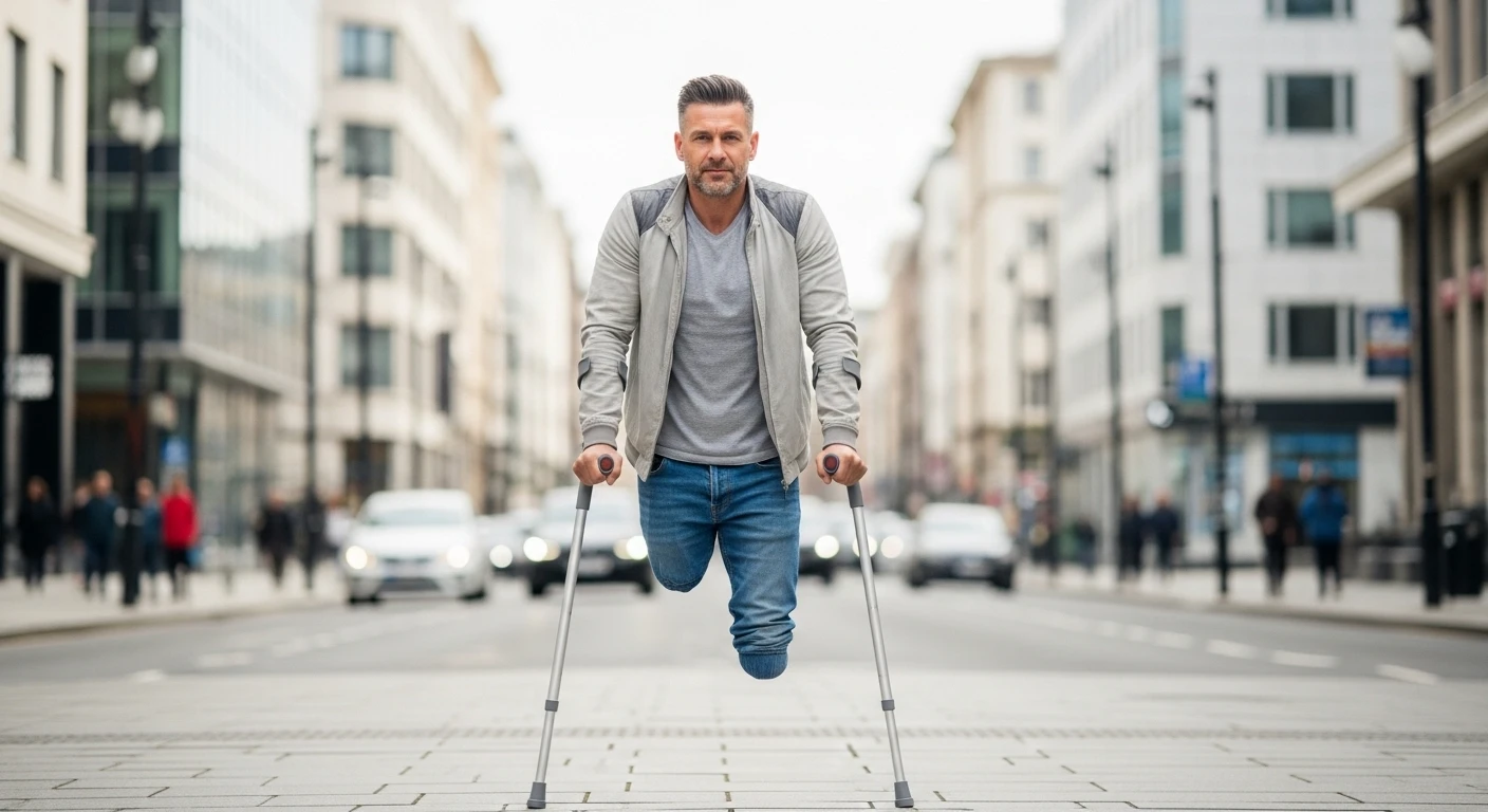 Hombre con solo una pierna 2 Hombre con solo una pierna