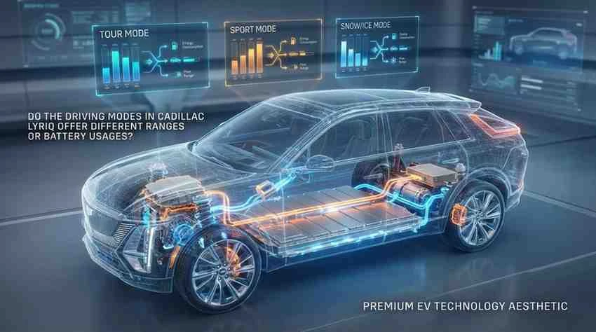 Do the Driving Modes in Cadillac Lyriq Offer Different Ranges or Battery Usages?