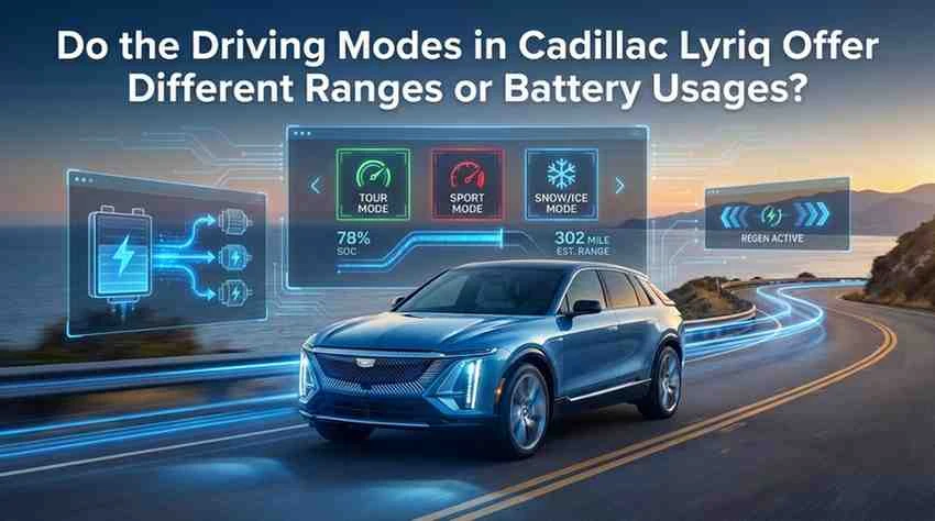 Do the Driving Modes in Cadillac Lyriq Offer Different Ranges or Battery Usages?