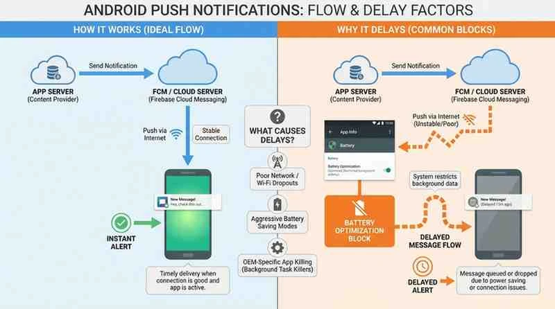 android notification delay