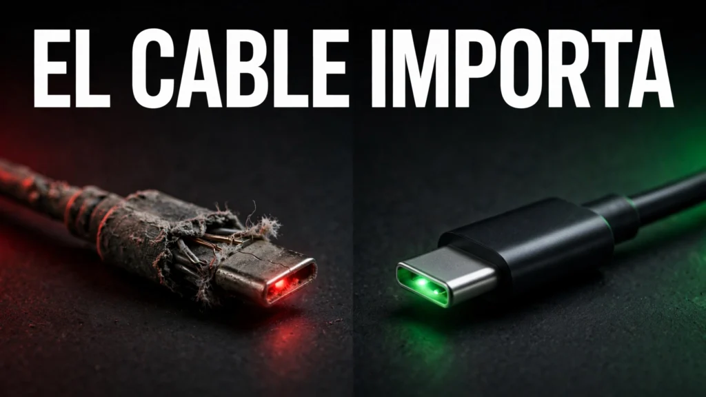 Por qué mi móvil carga lento y cómo arreglarlo 2 Comparación entre un cable USB-C dañado y uno nuevo para cargar el móvil