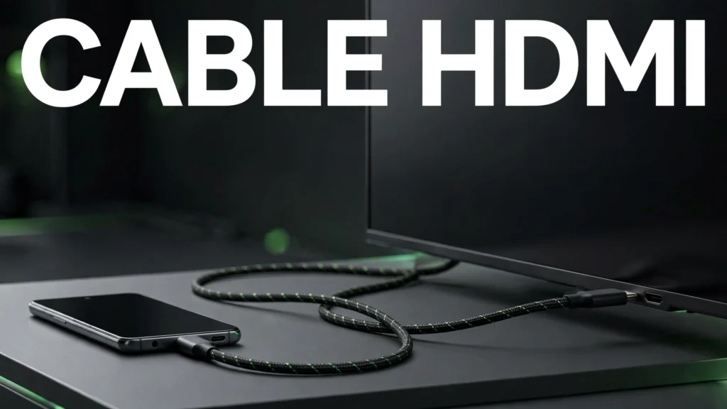 Móvil Android conectado a la TV con cable HDMI