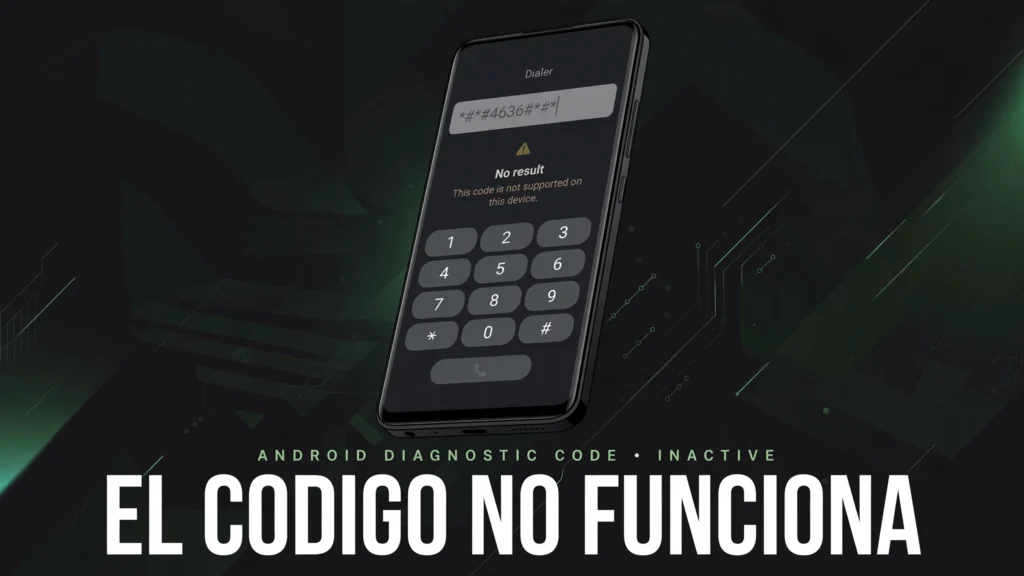 Menú de información *#*#4636#*#*: qué es y cómo usarlo 5 Móvil Android donde el código *#*#4636#*#* no produce ningún resultado, con el mensaje de que no es compatible