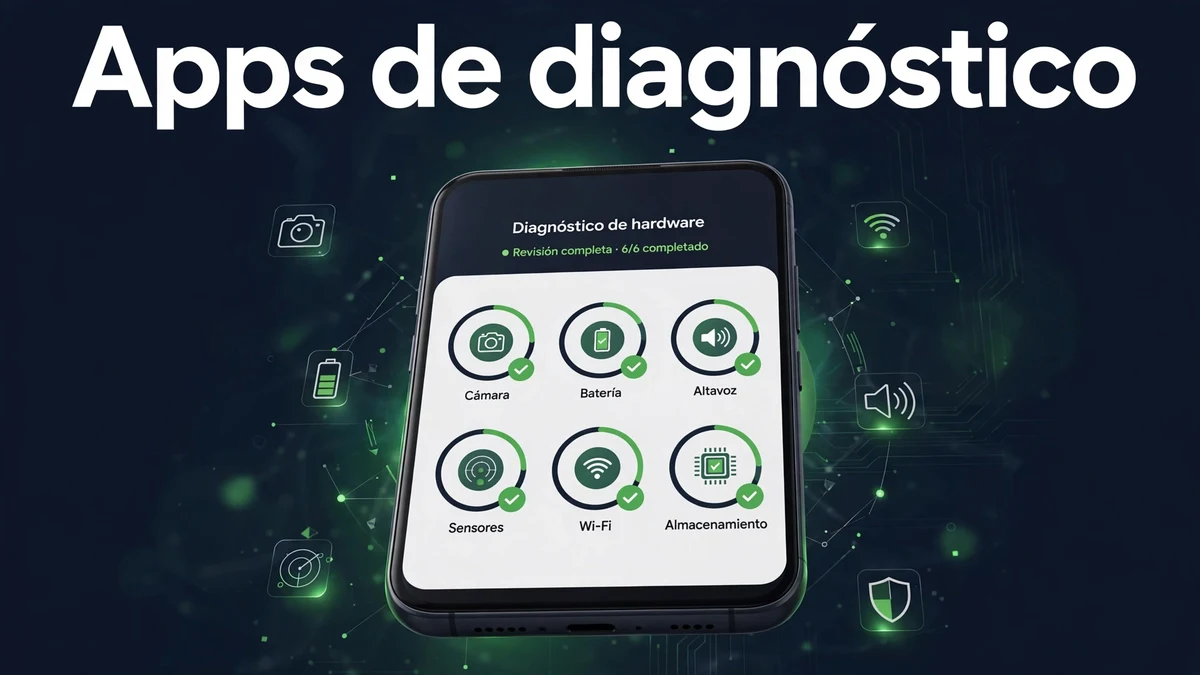 Cómo saber qué le pasa a mi móvil: diagnóstico completo 5 App de diagnóstico de hardware con pruebas completadas de cámara, batería, altavoz, sensores, Wi-Fi y almacenamiento