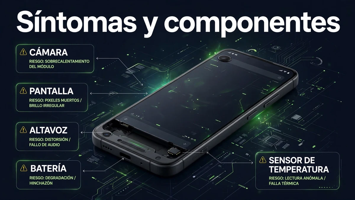 Cómo saber qué le pasa a mi móvil: diagnóstico completo 3 Síntomas típicos y componentes del móvil a los que apuntan: cámara, pantalla, altavoz, batería y sensores